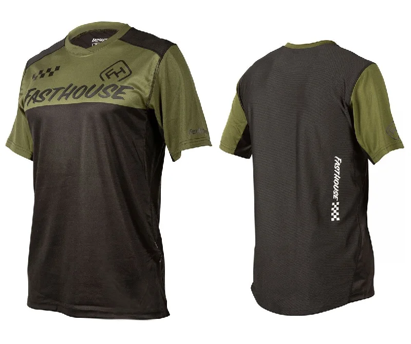 Cycling safety lights-Fasthouse Alloy Block Short Sleeve MTB Jersey - Olive-Black