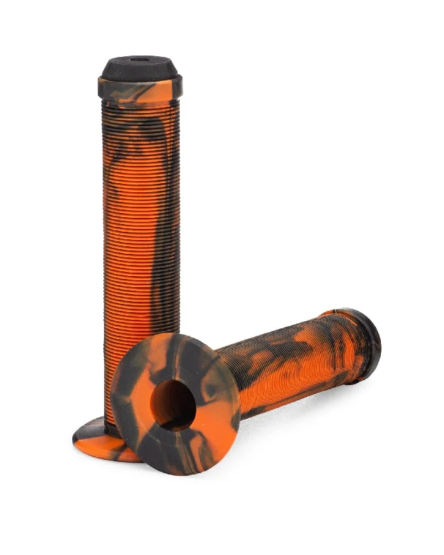 Bicycle headlight mount-Flanged BMX Grip - Orange/Black