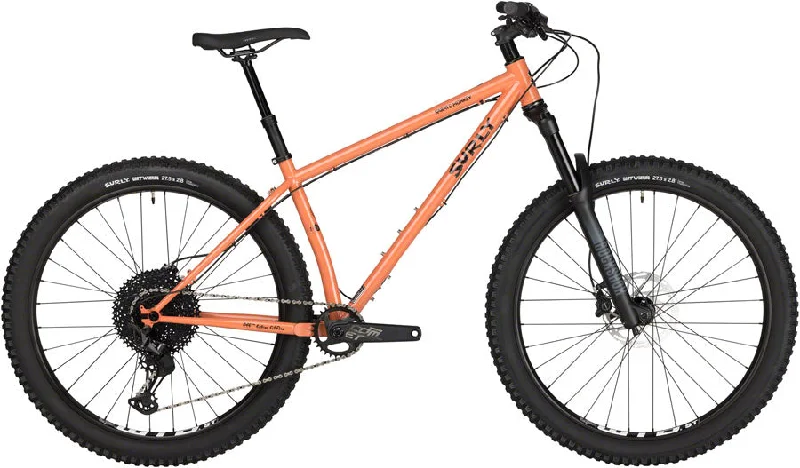 Bike frame mount-Surly Karate Monkey Front Suspension Bike - 27.5" Steel Peach Salmon Sundae Large