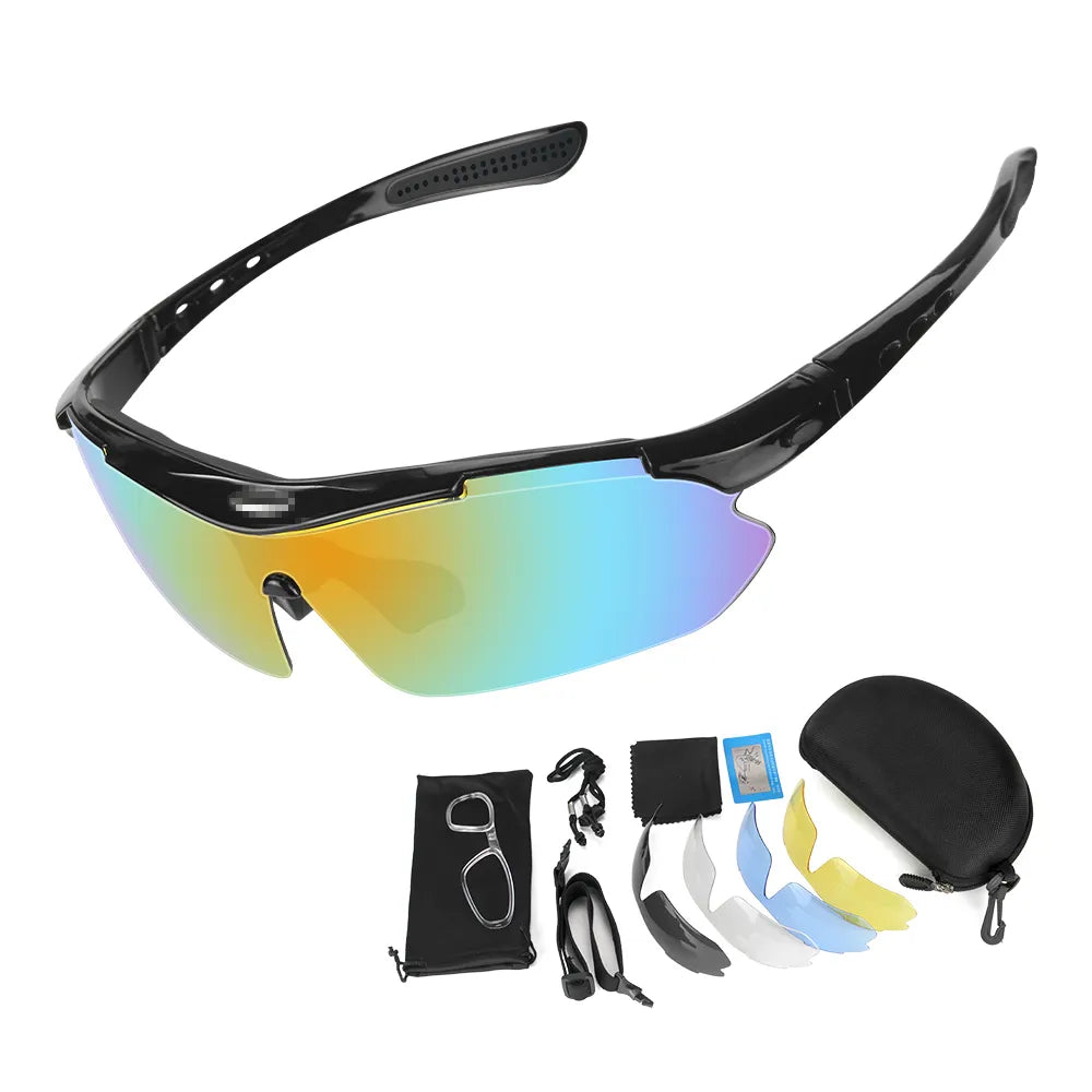 Cycling reflective bands-Cycling Glasses 5 Lens Mens Womens Sports Sunglasses Cycling Goggles MTB Road Anti-glare Riding Bicycle Bike Eyewear Protection