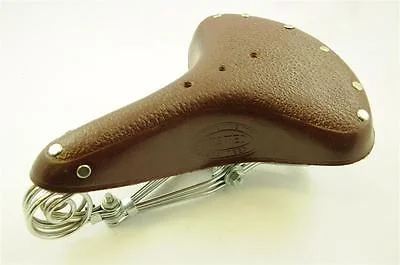 Road bike seat-VINTAGE ROADSTER BIKE REAL LEATHER SPRING SADDLE BROWN TAN SPRUNG CYCLE SEAT