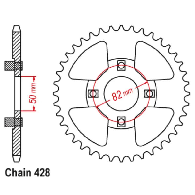 Bicycle brake pads-MTX 999 Steel Rear Sprocket #428 (45T) (11-459-45)