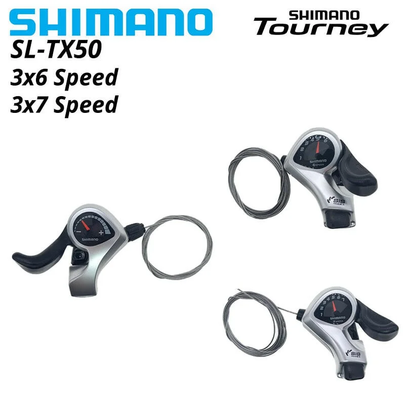 Cycling headscarf sweat-Shimano TX50 Tourney SIS SL-TX50 Bicycle Shift Lever 3*6s 3*7s 3v Left 6v Right 7v 18 21 Speed Pair tx50 Shifters Gear Cable