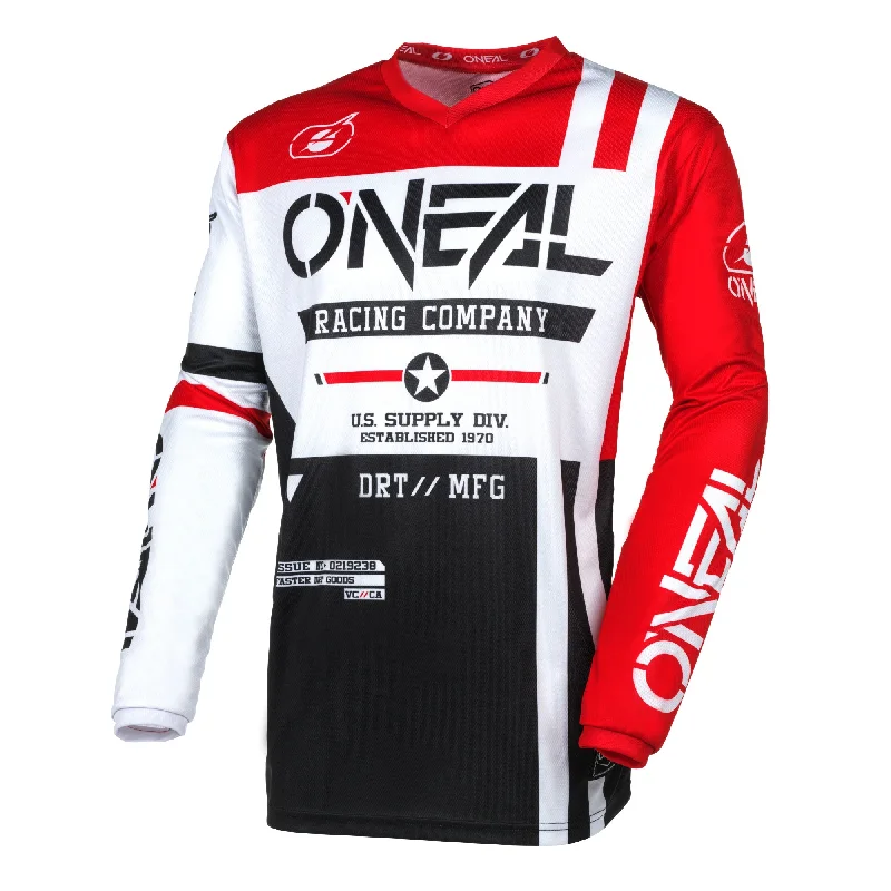 Cycling reflective gear-ONEAL 2024 ELEMENT WARHAWK JERSEY - BLACK/WHITE/RED