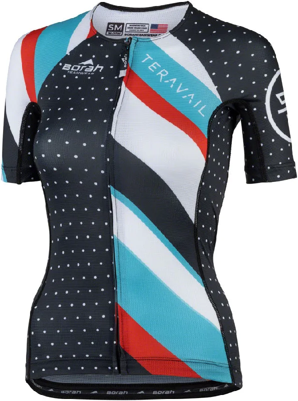 Cycling toe clips-Teravail Waypoint Womens Jersey - Black White Blue Red X-Large