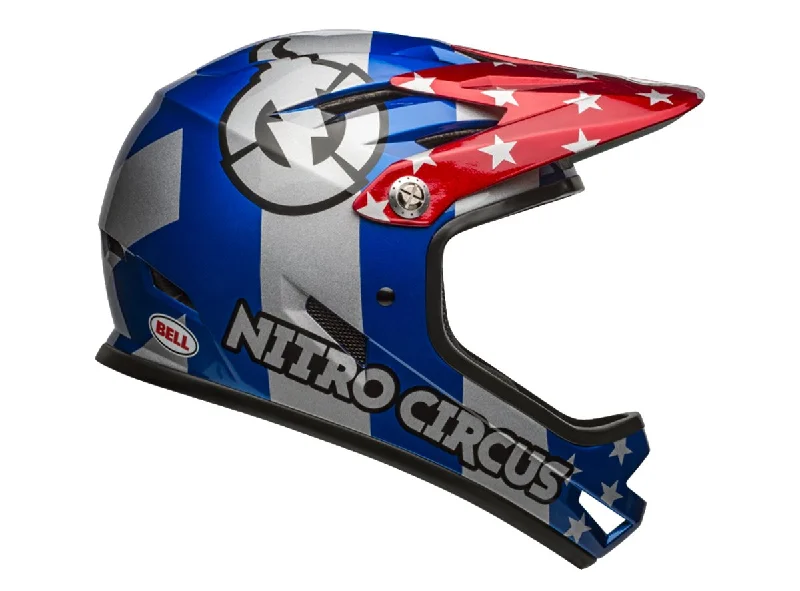 Bike wheel spoke-Bell Sanction Full Face Helmet - Nitro Circus - Gloss Silver-Blue-Red - 2019