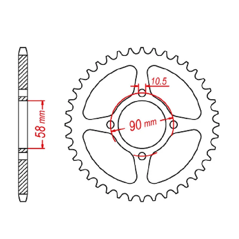 Bike tire repair-MTX 1221 Steel Rear Sprocket #428 (44T) (11-KTY-44)