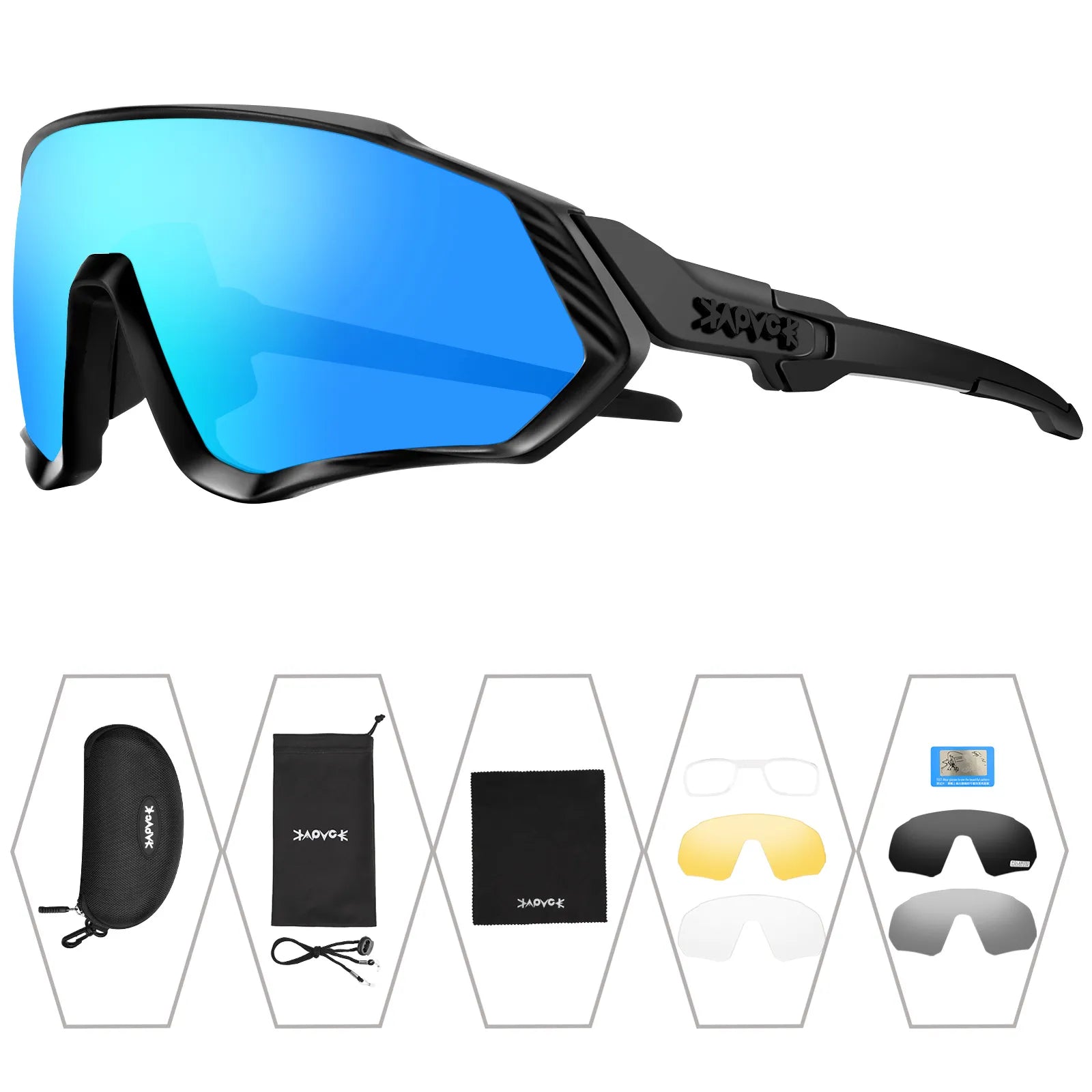 Cycling ankle bands-Kapvoe Cycling Glasses Polarized 5 Lens Bike Sunglasses Uv400 Women Men Sport Goggle Bicycle Eyewear Riding Anti-glare Fishing