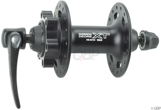 Bicycle spoke lights-Shimano XT HB-M756 Front Hub - QR x 100mm 6-Bolt Black 32h