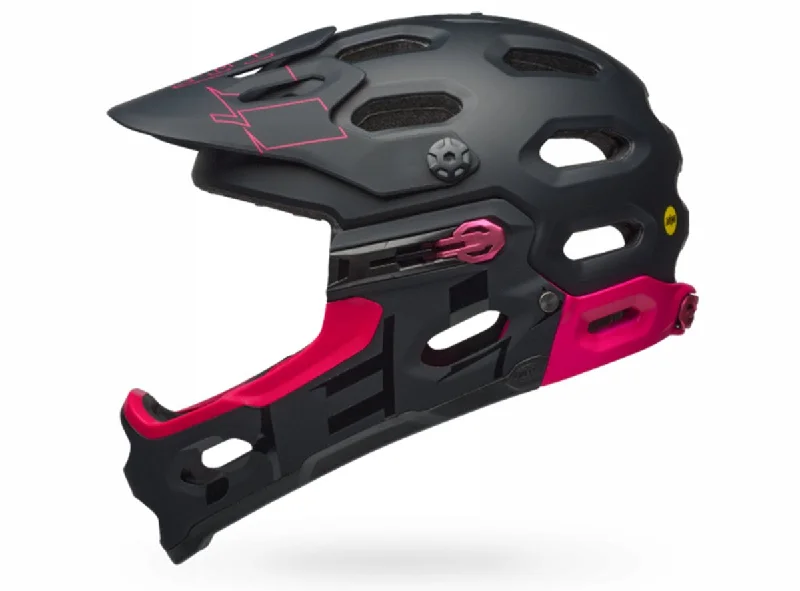 Cycling reflective bands-Bell Super 3R MIPS Full Face Helmet - Matt Black-Cherry