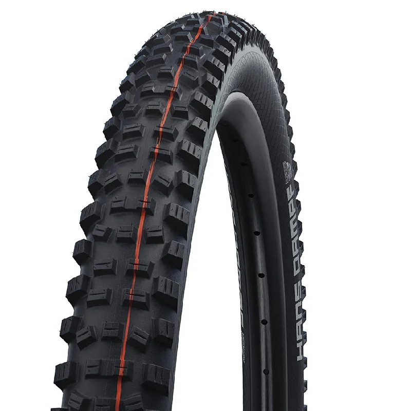 Bicycle cargo net-Schwalbe Hans Dampf Addix Mountain Tire 275x2.35 Folding Tubeless Ready Addix Soft Super Trail 67TPI Tanwall