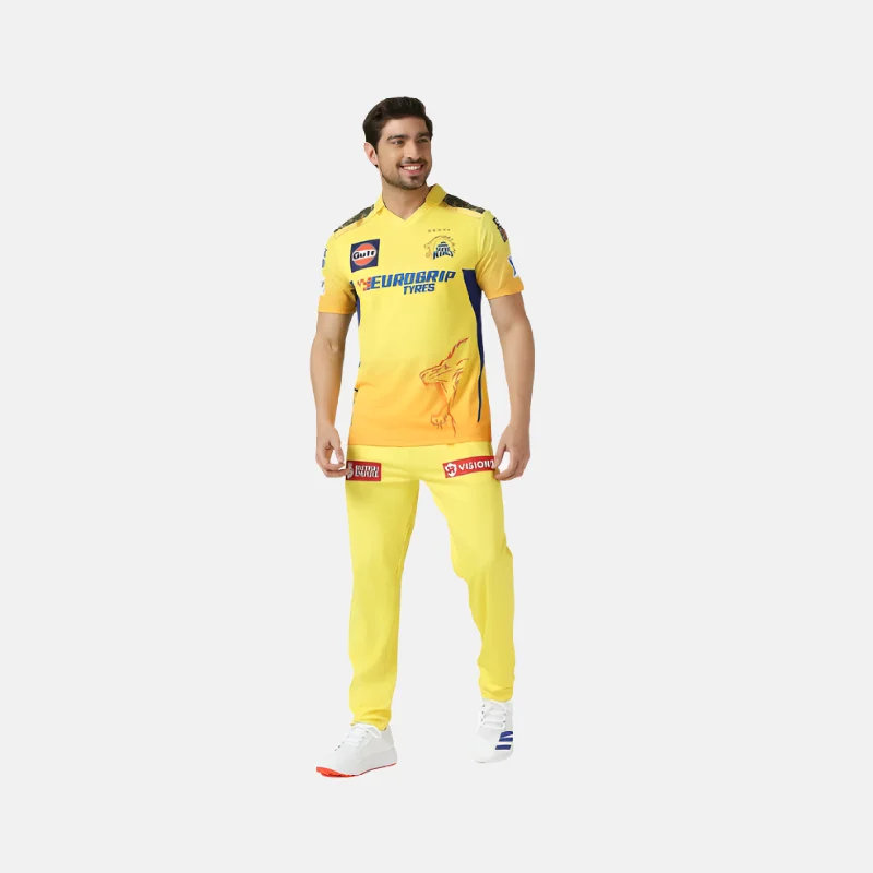 Bicycle chainring guard-Chennai Super Kings(CSK) IPL 2024 Dhoni 7 Official Match Jersey Half Sleeve