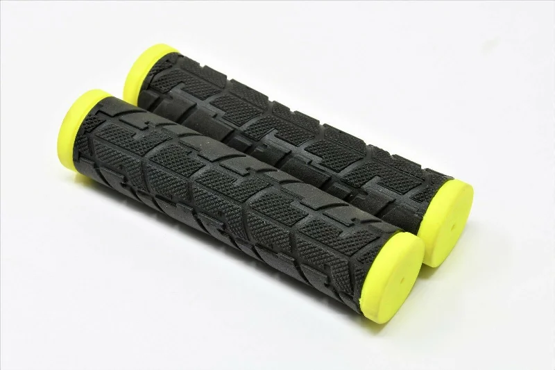 Cycling leg straps-VELO BIKE HANDLEBAR BETTER GRIP DUAL DENSITY GRIPS BLACK & YELLOW 125MM VL-207D