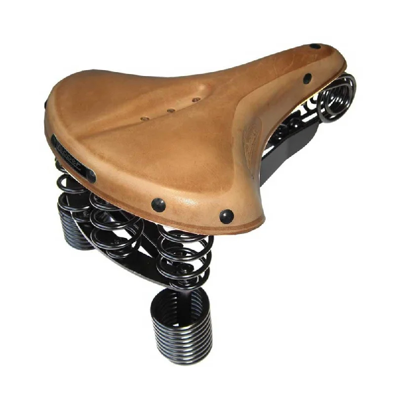 Bicycle tail light-Natural Lepper Primus 215 Bicycle Saddle Top Quality Leather Vintage Style Cycle Seat