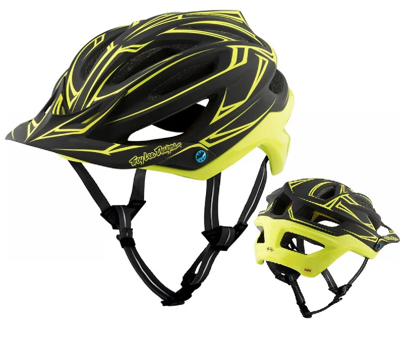 Mountain bike fork-Troy Lee Designs A2 MIPS MTB Helmet - Pinstripe - Black-Yellow