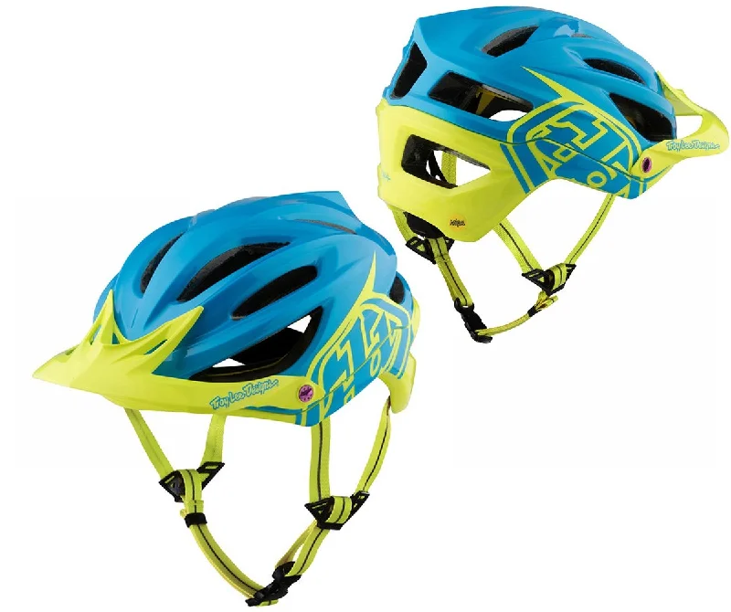 Bicycle tail light-Troy Lee Designs A2 MIPS MTB Helmet - Decoy - Cyan - Yellow