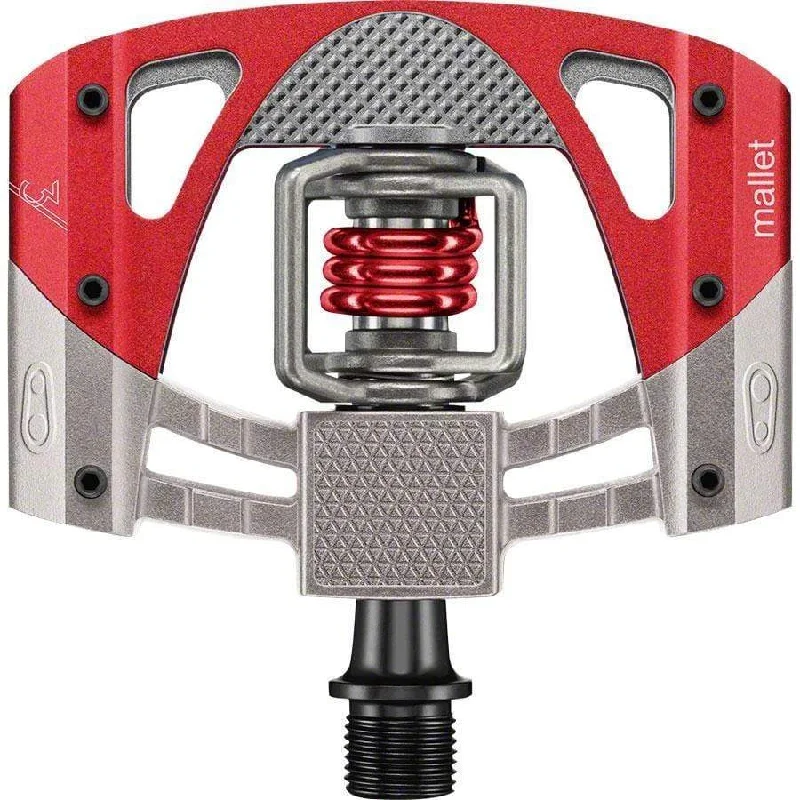 Cycling UV sleeves-Crankbrothers Mallet 3 Pedals - Dual Sided Clipless Platform Aluminum 9/16" Raw /Red