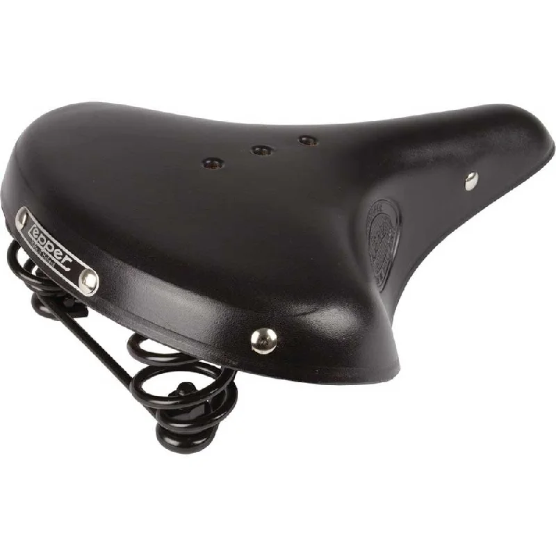 Road bike pedals-Black Lepper Concorde Bicycle Leather Saddle Vintage Leather Bike Seat RRP £109