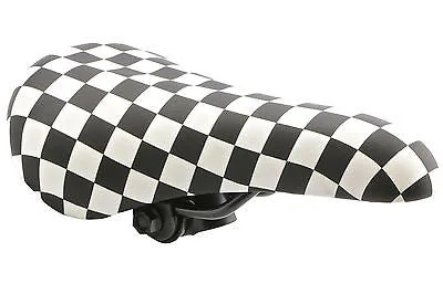 Bicycle mirror rearview-BLACK & WHITE CHEQUERED BMX SADDLE 80’s RETRO OLD SCHOOL BMX MEDIUM SIZE SA9618