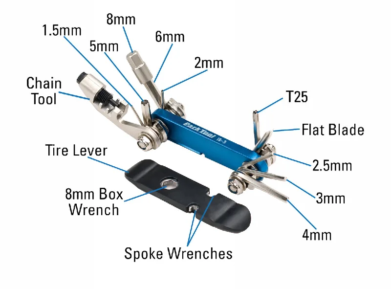 Cycling wrist bands-Park Tool I-Beam 3 Mini Folding Multi-Tool IB-3C - Blue