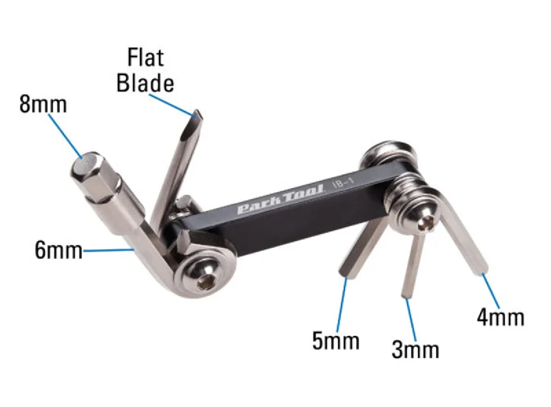 Bike chain tensioner-Park Tool I-Beam Mini Folding Multi-Tool IB-1 - Black-Silver