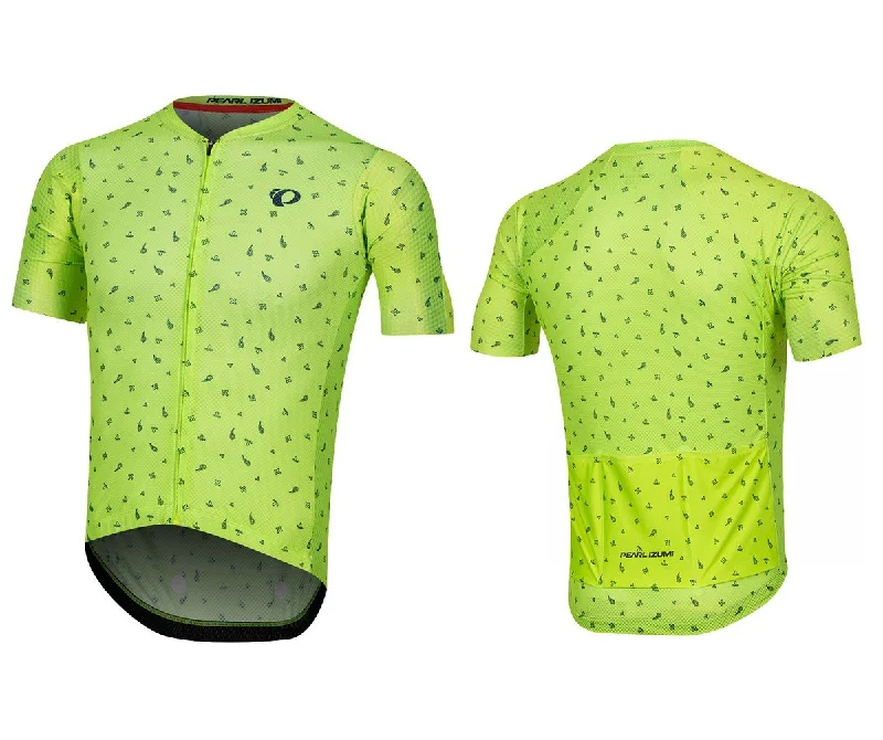 Cycling water carrier-Pearl Izumi PRO Mesh Short Sleeve Road Jersey - Screaming Yellow-Navy Paisley - 2020