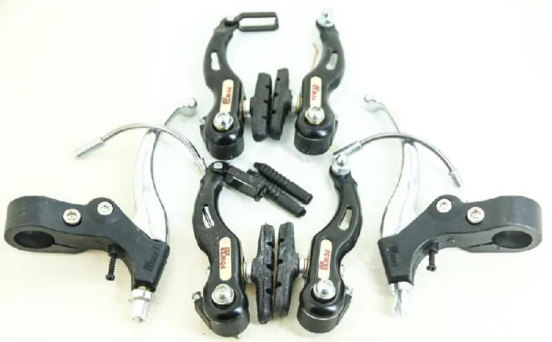 Road bike pedals-Power V Brake Linear Pull Brakeset + Levers Black MTB Hybrid Bike F  + R NEW