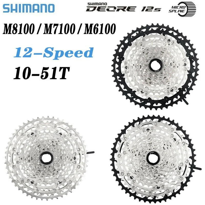 Bicycle water bottle-Shimano XT SLX Deore M8100 M7100 M6100 12 Speed Mountain Bike Flywheel 12V K7 12S Sprocket 10-51T Micro Spline Cassette