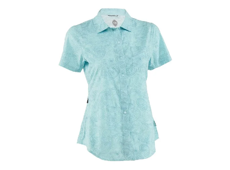 Mountain bike tires-Club Ride Camas Cactus Print Short Sleeve Top - Womens - Angel Blue Print