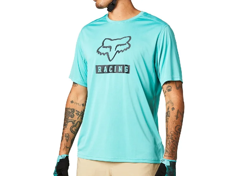 Cycling reflective gear-Fox Racing Ranger Short Sleeve MTB Jersey - Block - Teal