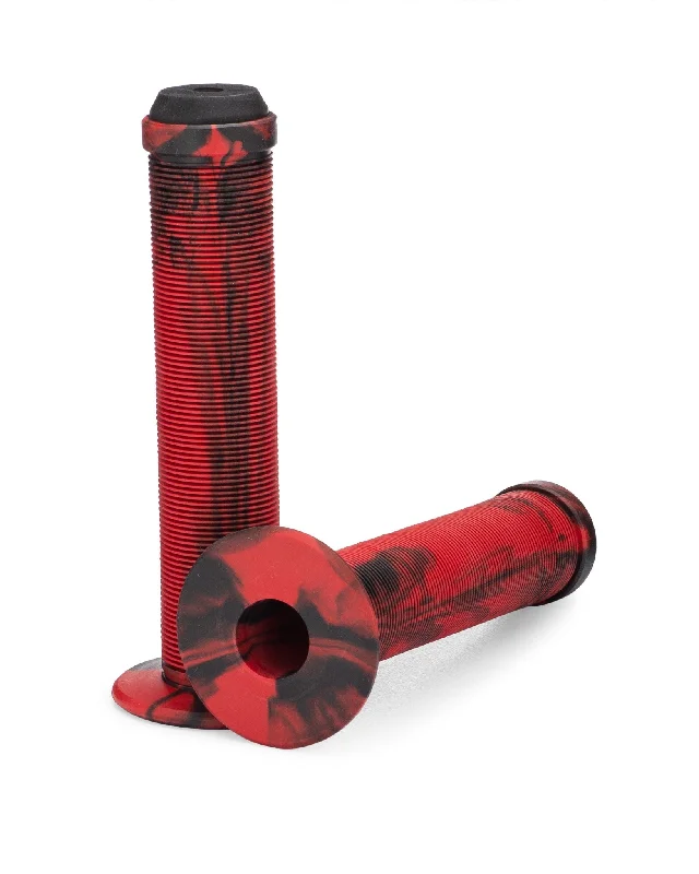 Bicycle tire valve-Flanged BMX Grip - Red/Black