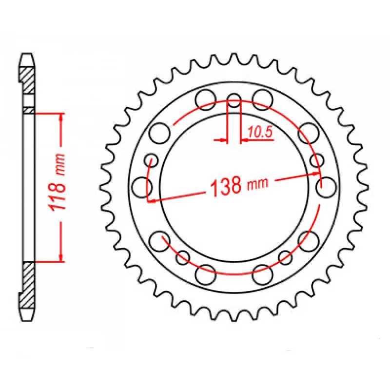 Bicycle rear mount-MTX 1314 Steel Rear Sprocket #525 (39T) (11-MV4-39)