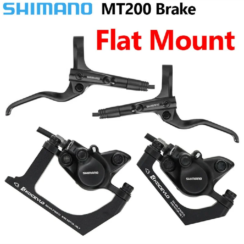 Mountain bike fork-SHIMANO MT200 MTB Mountain Road Gravel Hydraulic Disc Brake Set 800/1450MM with adapter for Flat-Mount caliper