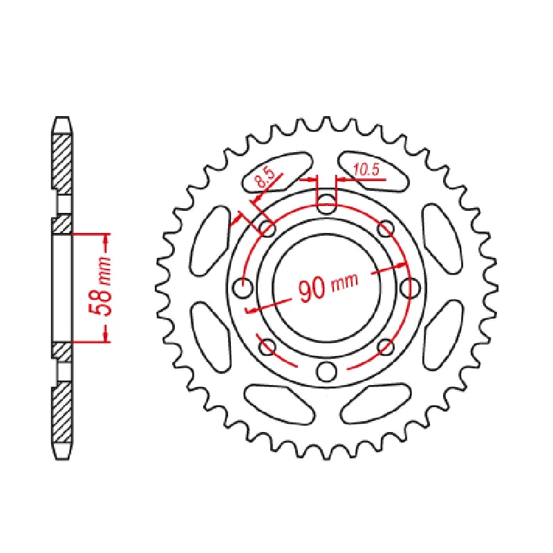 Bicycle repair kit-MTX 269 Steel Rear Sprocket #428 (45T) (11-437-45)