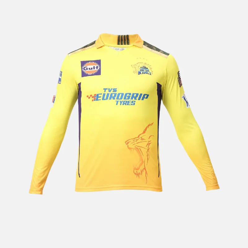 Cycling reflective vest-I.P.L CSK Match Jersey 2023 Full Sleeve -Yellow