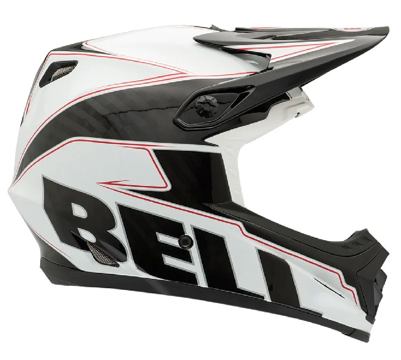 Bicycle chainring guard-Bell Full-9 Full Face Helmet - White-Black Carbon Emblem