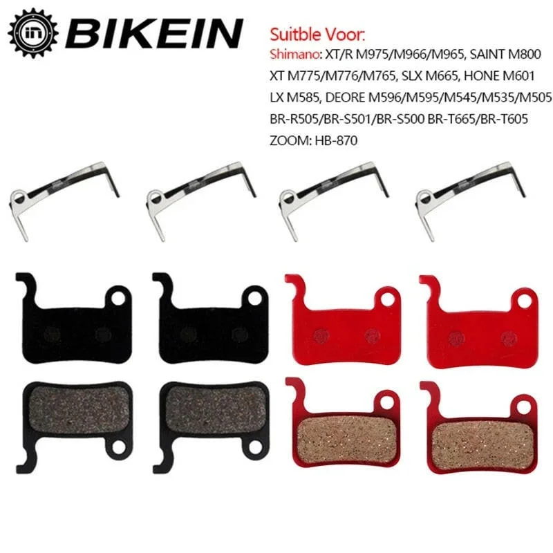 Bicycle repair kit-BIKEIN 4 Pairs Resin/ceramic/Full metal MTB Disc Brake Pads For Shimano Deore M595 M596 SLX M665 XT M775/776 XT/R M975 M966M965