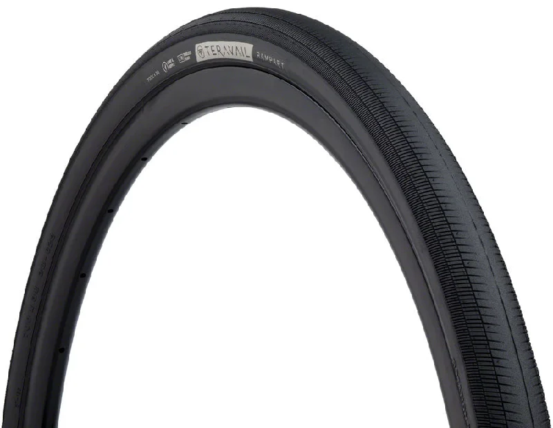 Bike wheel lights-Teravail Rampart Tire - 700 x 38 Tubeless Folding BLK Durable Fast Compound