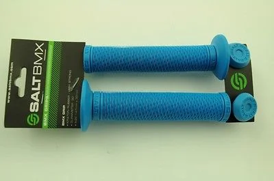 Bike frame cover-SALT TEAM BMX HANDLEBAR GRIPS KRATON WITH FLANGE & PLUGS BLUE 50% OFF RRP