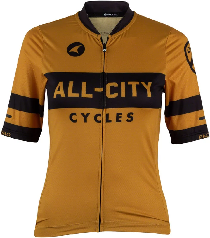 Cycling hi-vis vest-All-City Classic Logowear Womens Jersey - Mustard Brown Black Large