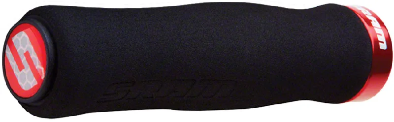 Mountain bike frame-SRAM Foam Contour Grips - Black/Red Lock-On