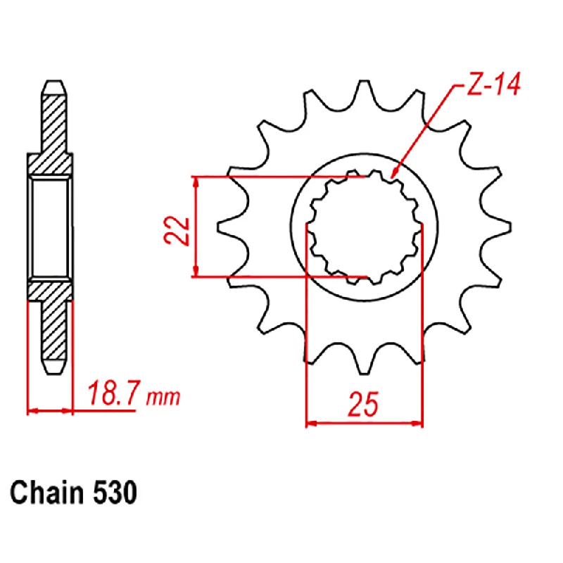 Road bike frame-MTX 52900 Steel Front Sprocket #530 (14T) (10-52900-14)