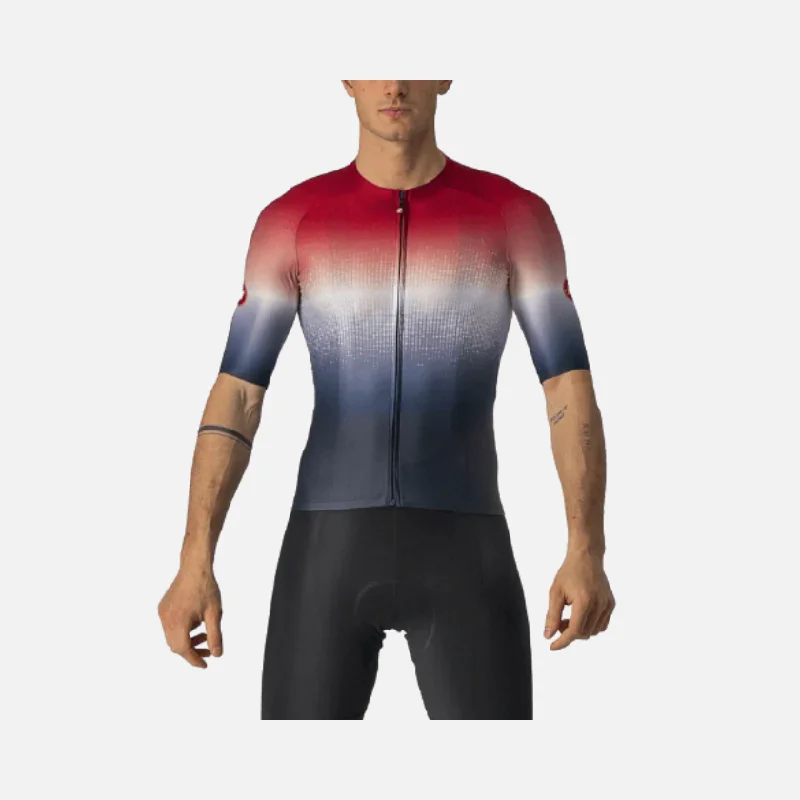 Mountain bike seat-Castelli Aero Race 6.0 Men's Cycling Jersey -Savile Blue/Pro Red