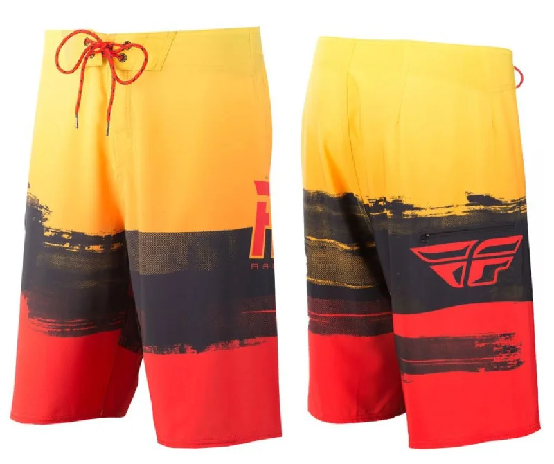 Cycling thermal pants-Fly Racing Paint Slinger Boardshort - Red-Yellow