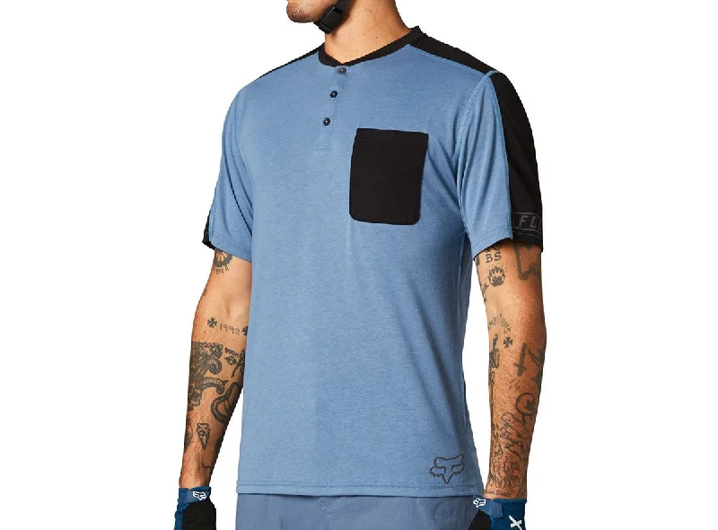 Bike seat clamp-Fox Racing Ranger DR Short Sleeve Henley - Matt Blue