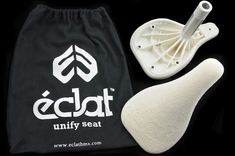 Bicycle water bottle-ECLAT UNIFY SEAT LIGHTWEIGHT SADDLE PADDED WHITE+BUILT IN 25.4 SEATPOST