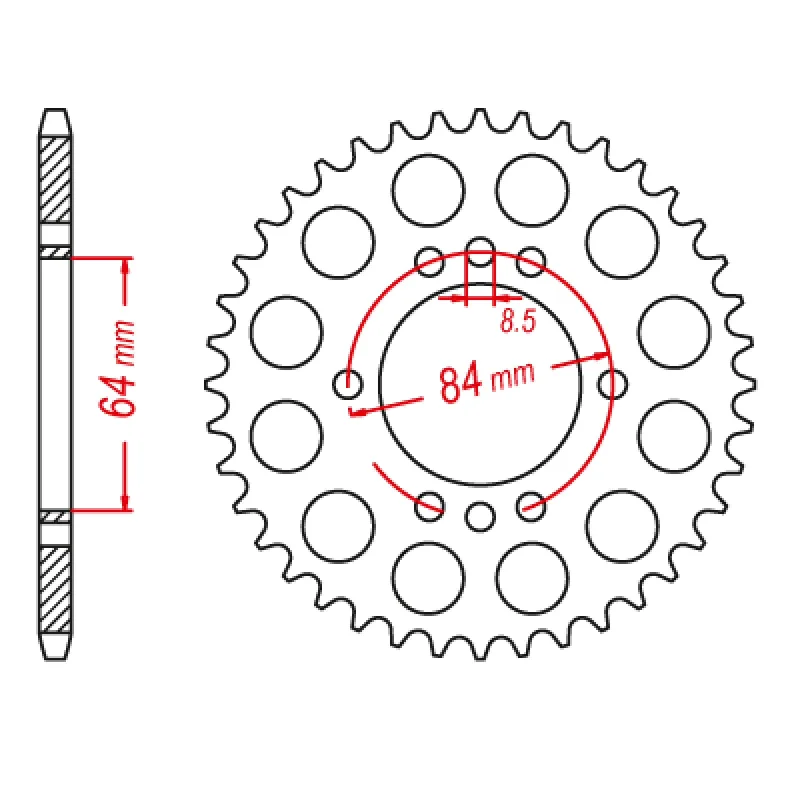 Road bike frame-MTX 809/2 Steel Rear Sprocket #428 (45T) (11-053-45)