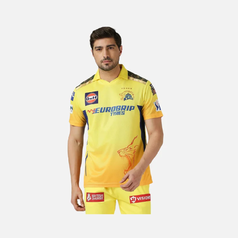 Bike wheel cleaner-Chennai Super Kings Fan Jersey 2024 - Plain (Half Sleeve) -Yellow