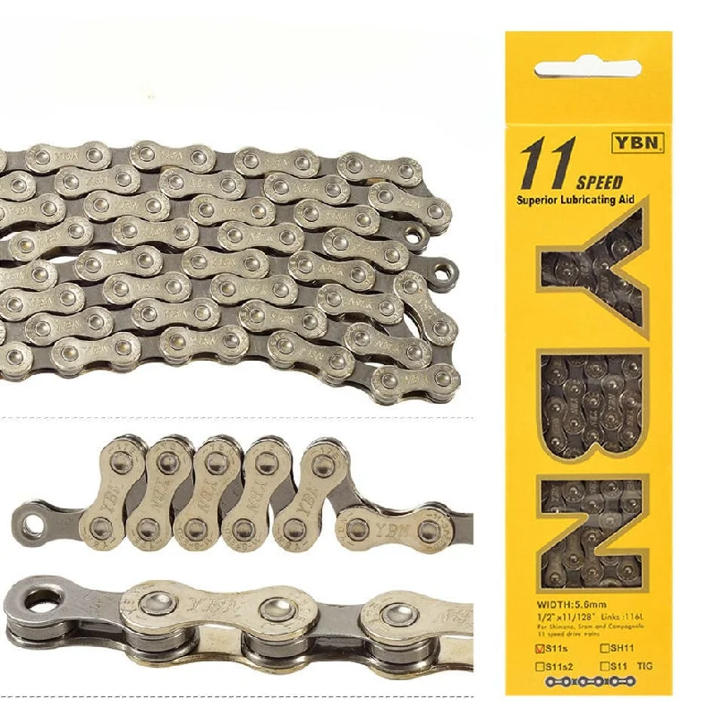 Mountain bike seat-YBN Bike Chain 8/9/10/11/12 Speed MTB Road Bike Chain Compatible with SRAM SHIMANO Unpacked Bicycle Chain 116 Links Silver S11S