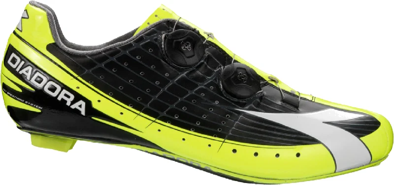 Cycling toe warmers-Diadora Vortex Pro SPD-SL Carbon Road Shoes Black, Yellow, White - UK 4- 5, EU 37- 38